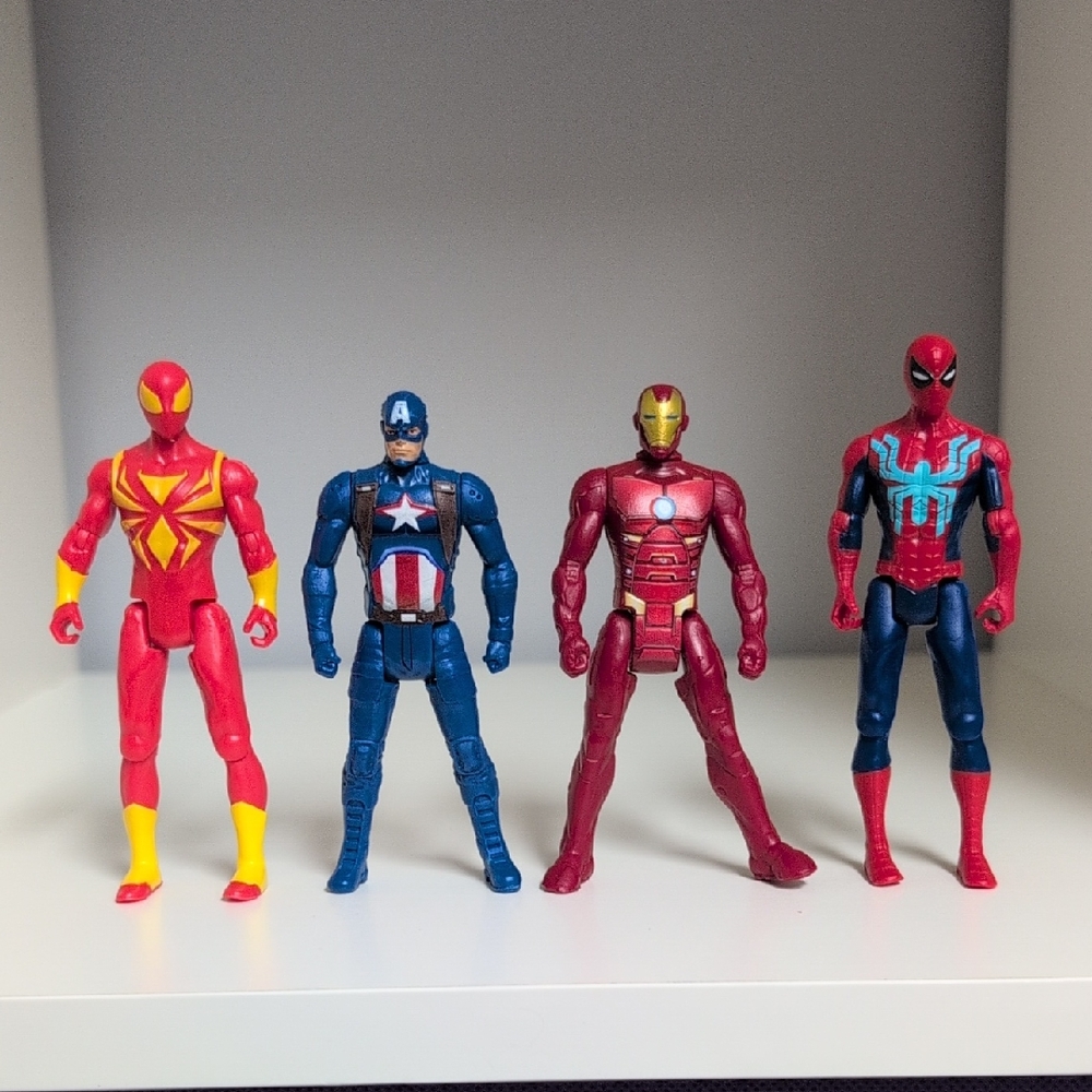 Set Of 5 Marvel Super Hero Kids Action Figure Set - Spiderman, Ironman, Captain - Picture 1 of 3